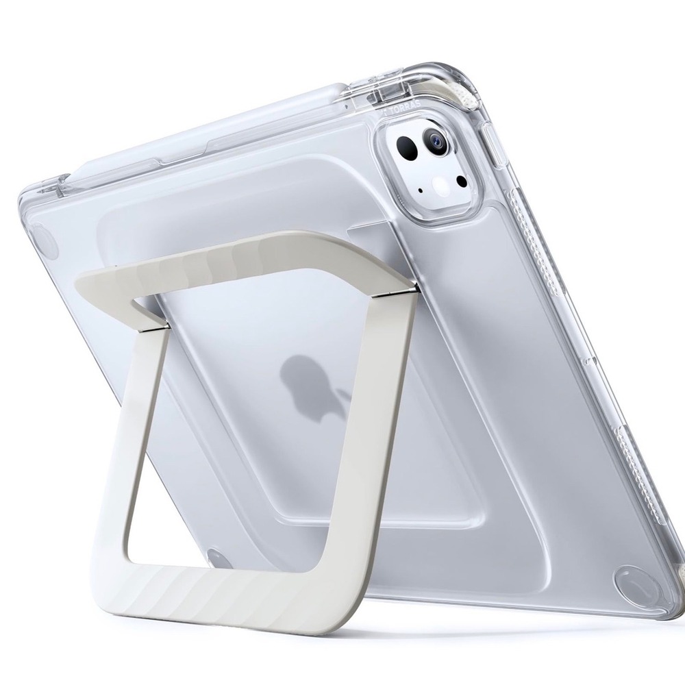 Torras Clear Tablet Case for iPad Pro 11 with White Integrated Kickstand Stylus